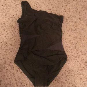 Army green one shoulder swim suit